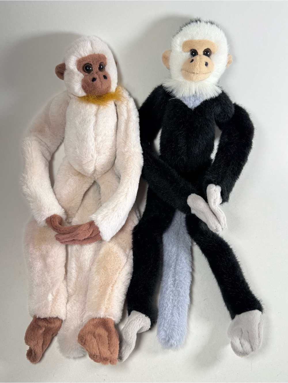 K&M International Vintage Plush 16" Beige Brown Black Grey Monkey Hands Connect